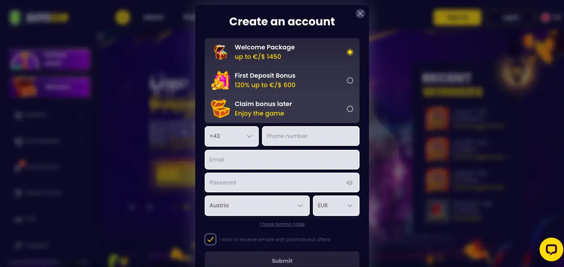 SlotsGem Casino Registration Process